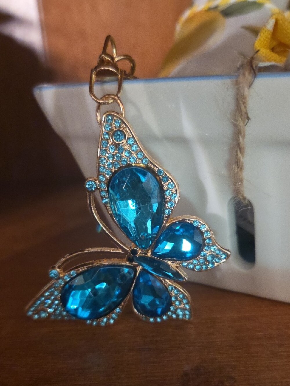 Beautiful Blue Crystal Butterfly Bag Charm - Picture 2 of 4
